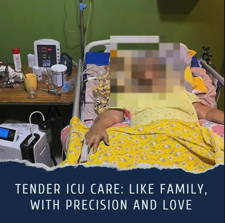 ICU-level care at home — Varolyn nurse attending a patient resting comfortably with oxygen support.