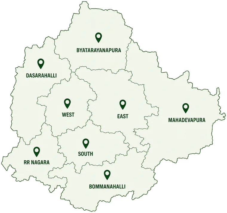 Varolyn service coverage across Bangalore zones