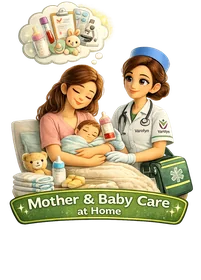 Mother & Baby Care at home — Varolyn nurse with mother and newborn