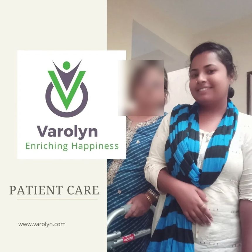 Varolyn patient-care moment — caregiver with a patient at home